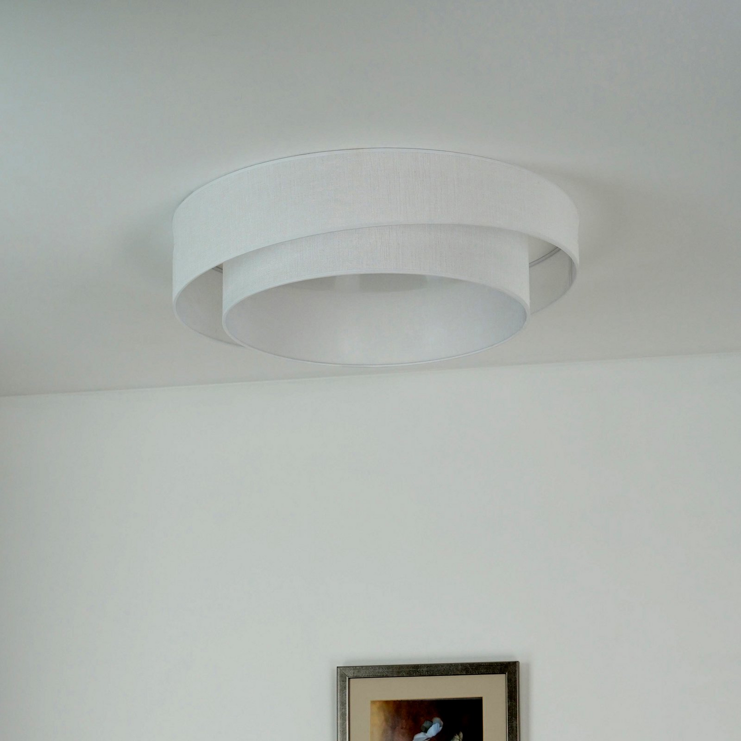 Duolla Led Deckenleuchte Lampe Leuchte Fernbedienung Weiß 60cm Dimmbar Textil    B-Ware