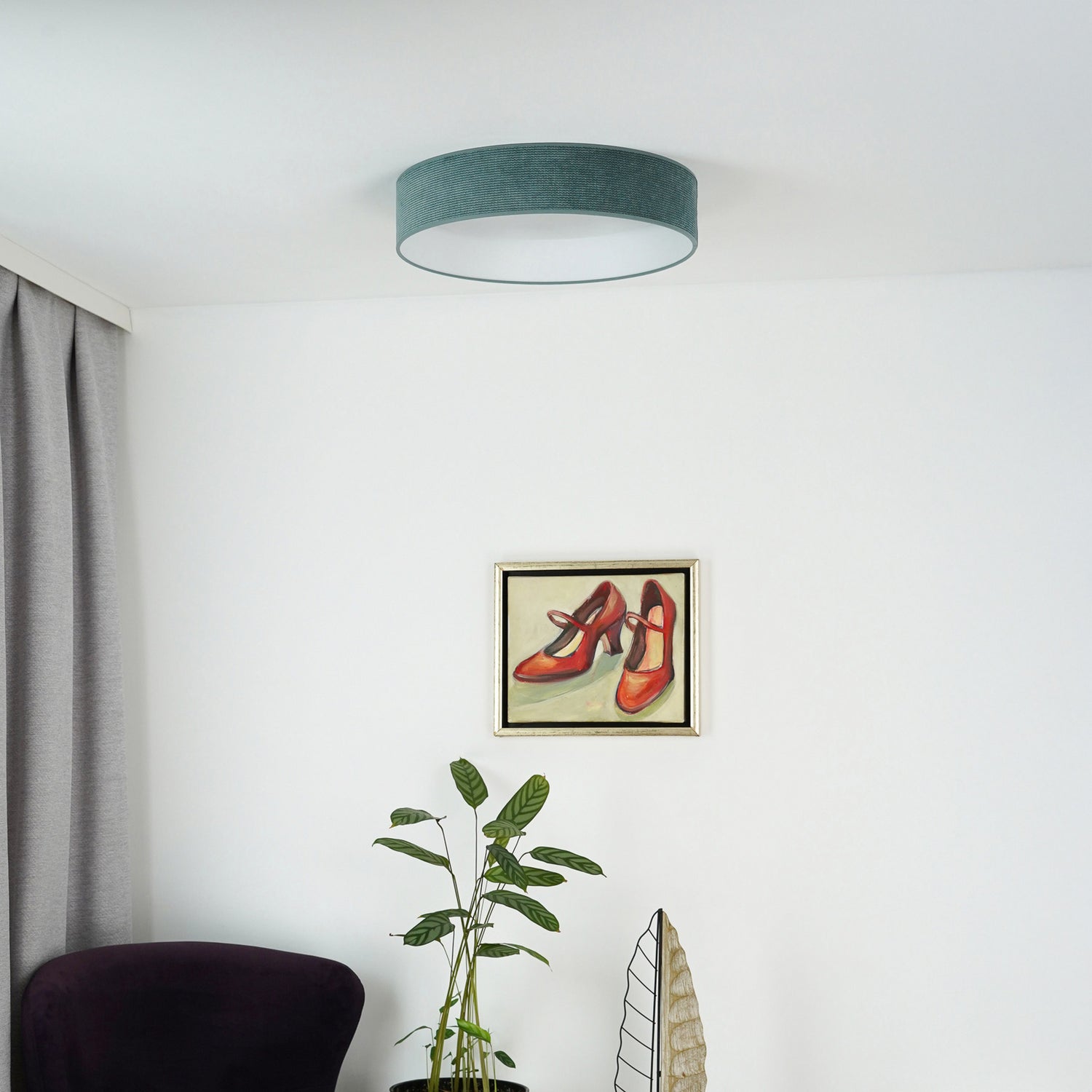B-Ware Duolla Led Deckenleuchte Plafond Lampe Mintgrün Stoff ø 45 Cm 3 Step - 5905317606509