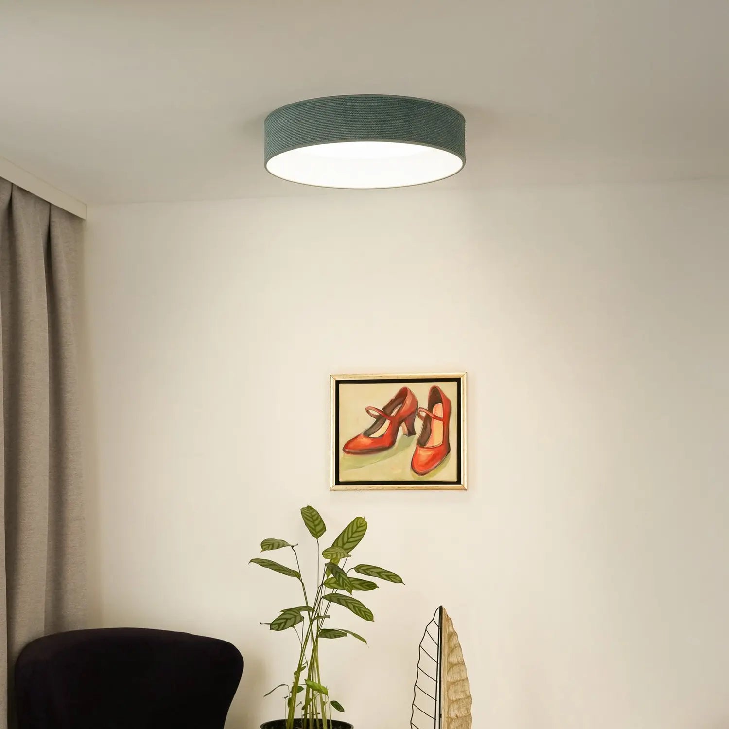 B-Ware Duolla Led Deckenleuchte Plafond Lampe Mintgrün Stoff ø 45 Cm 3 Step - 5905317606509