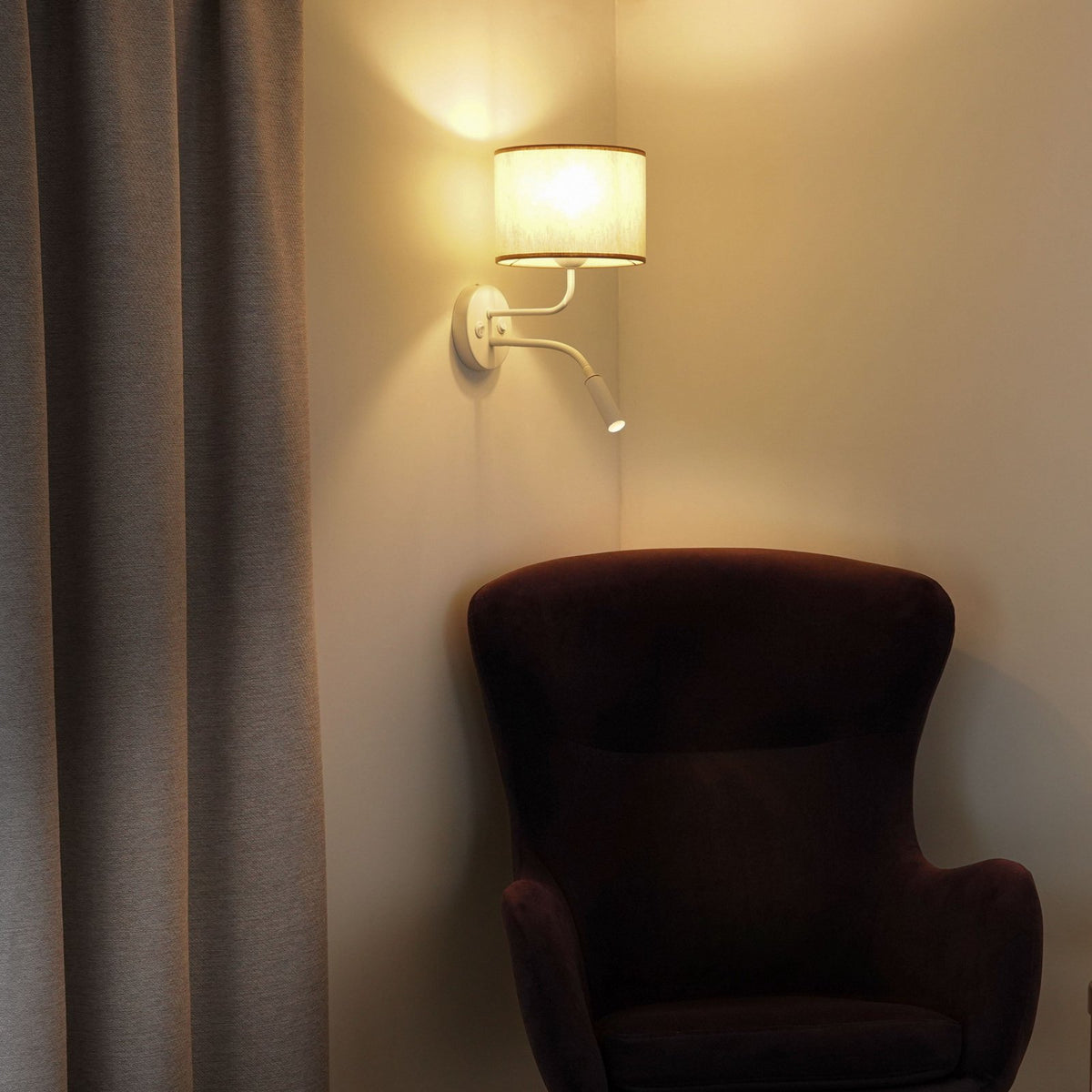 Duolla Wandleuchte Lampe Roller Wandlampe Licht Leselicht Baumwolle rohweiß weiß - 5905317606691