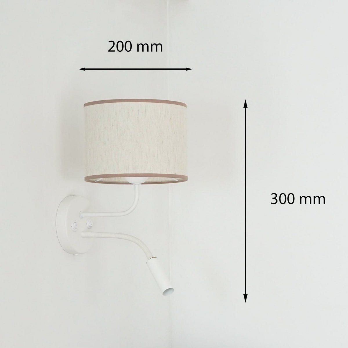 Duolla Wandleuchte Lampe Roller Wandlampe Licht Leselicht Baumwolle rohweiß weiß - 5905317606691