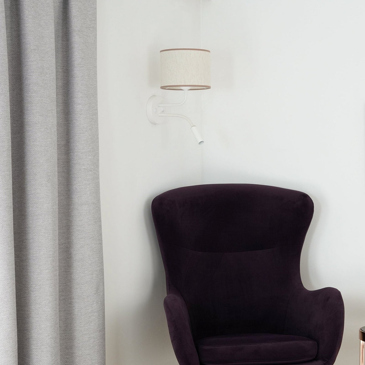 Duolla Wandleuchte Lampe Roller Wandlampe Licht Leselicht Baumwolle rohweiß weiß - 5905317606691