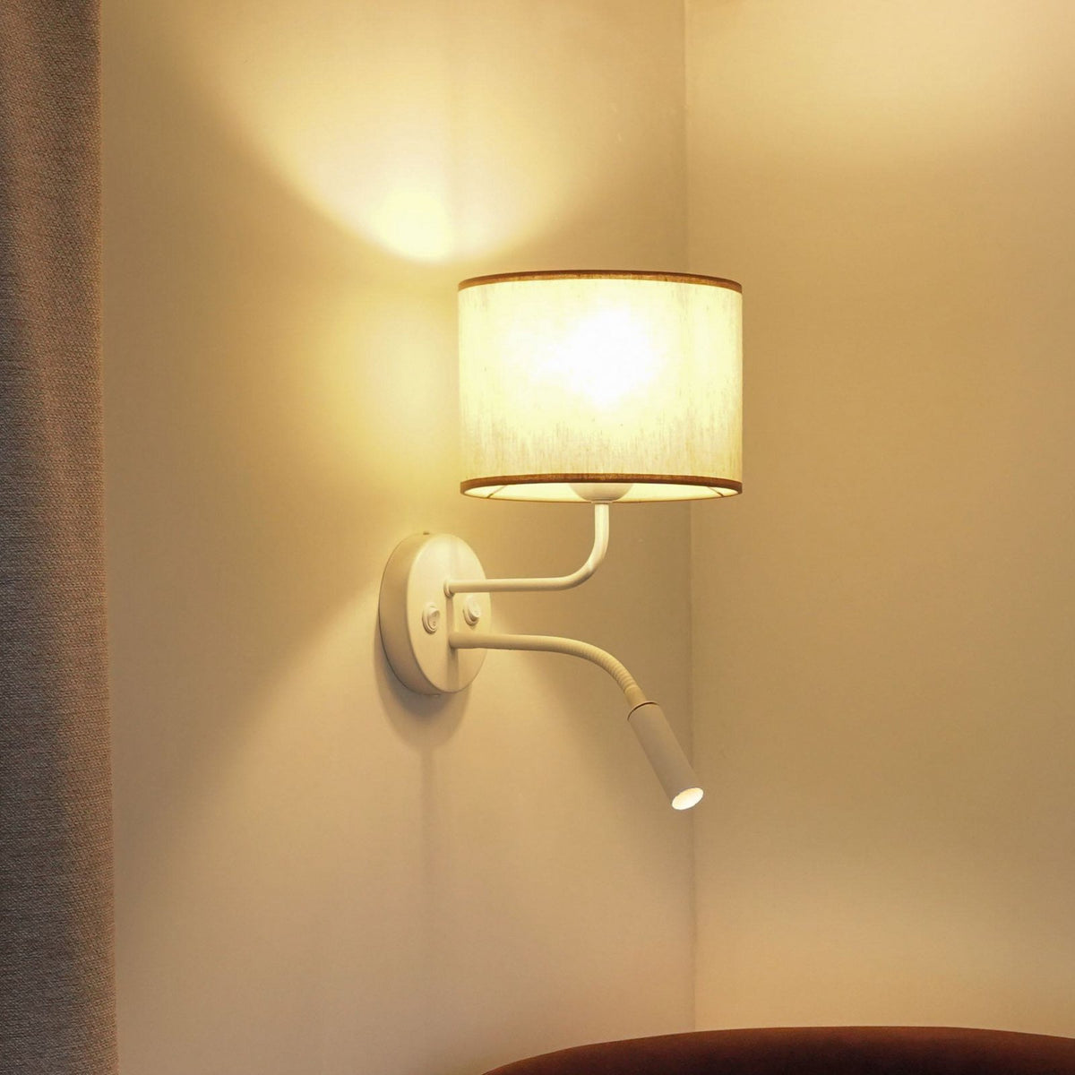 Duolla Wandleuchte Lampe Roller Wandlampe Licht Leselicht Baumwolle rohweiß weiß - 5905317606691
