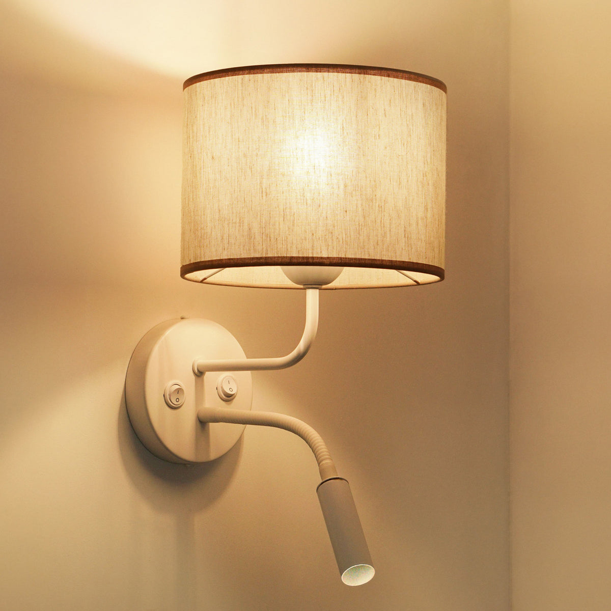 Duolla Wandleuchte Lampe Roller Wandlampe Licht Leselicht Baumwolle rohweiß weiß - 5905317606691