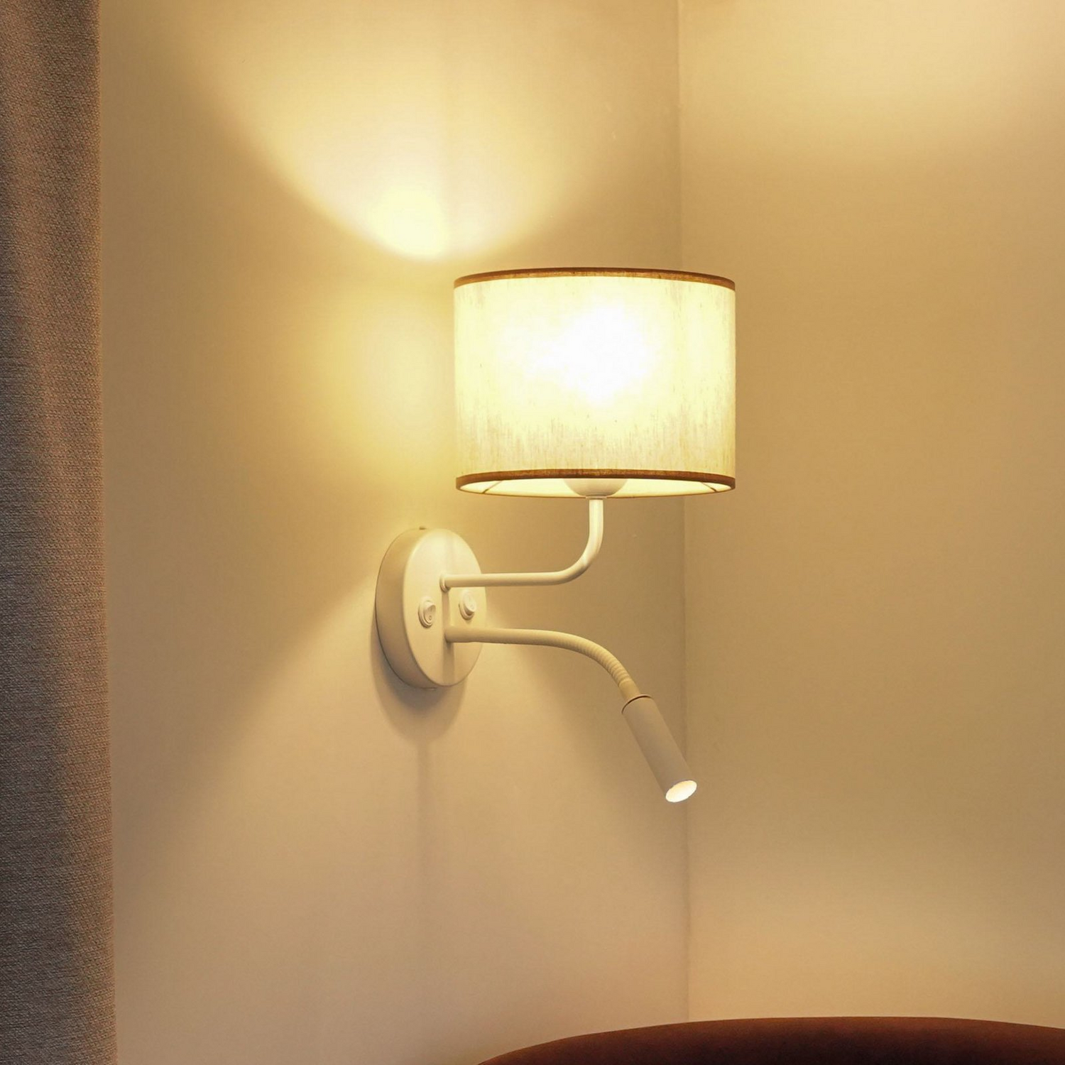 Duolla Wandleuchte Lampe Roller Wandlampe Licht Leselicht Baumwolle Rohweiß Weiß B-Ware - 5905317606691