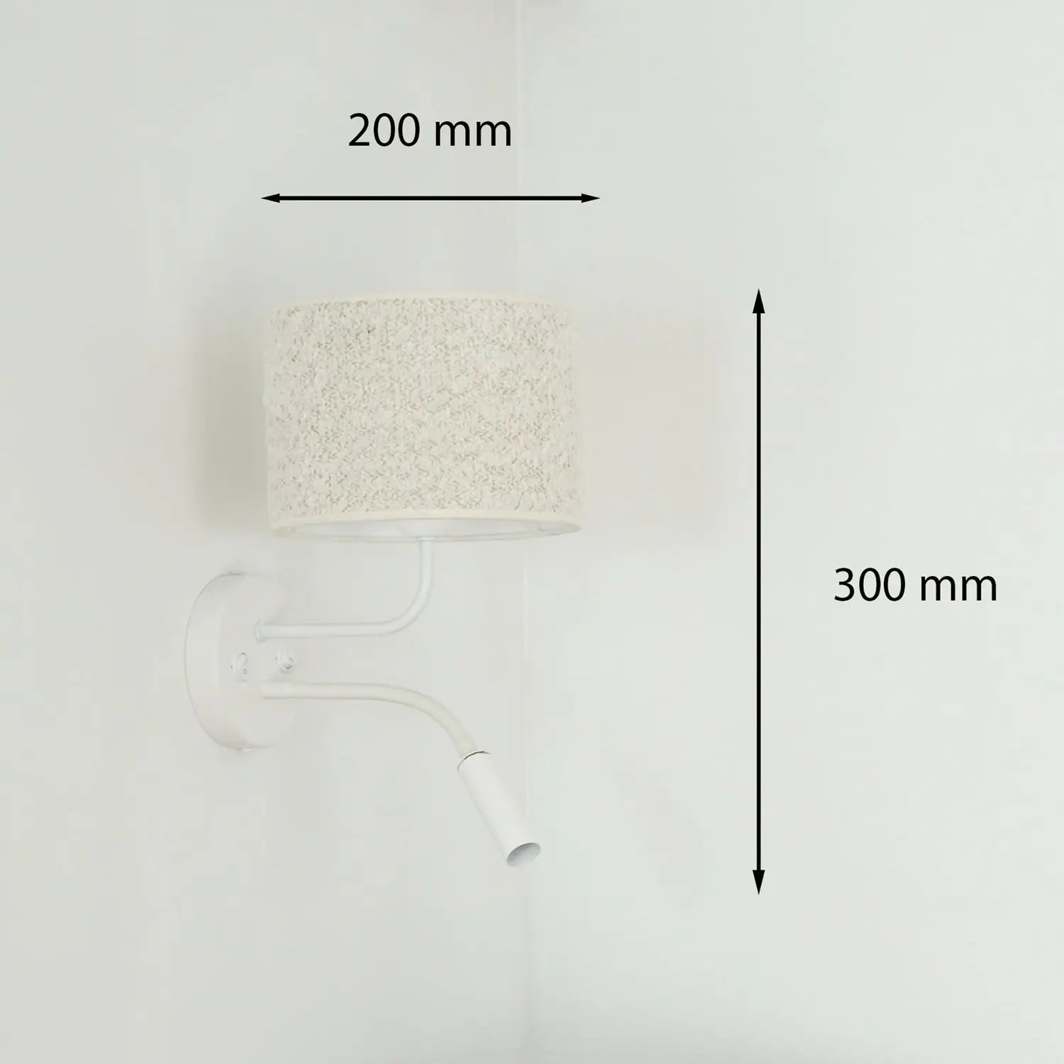 B-Ware Duolla Wandleuchte Wandlampe Roller Bouclé Leselicht Textil Metall Weiß Creme - 5905317606646