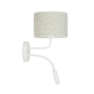 B-Ware Duolla Wandleuchte Wandlampe Roller Bouclé Leselicht Textil Metall Weiß Creme