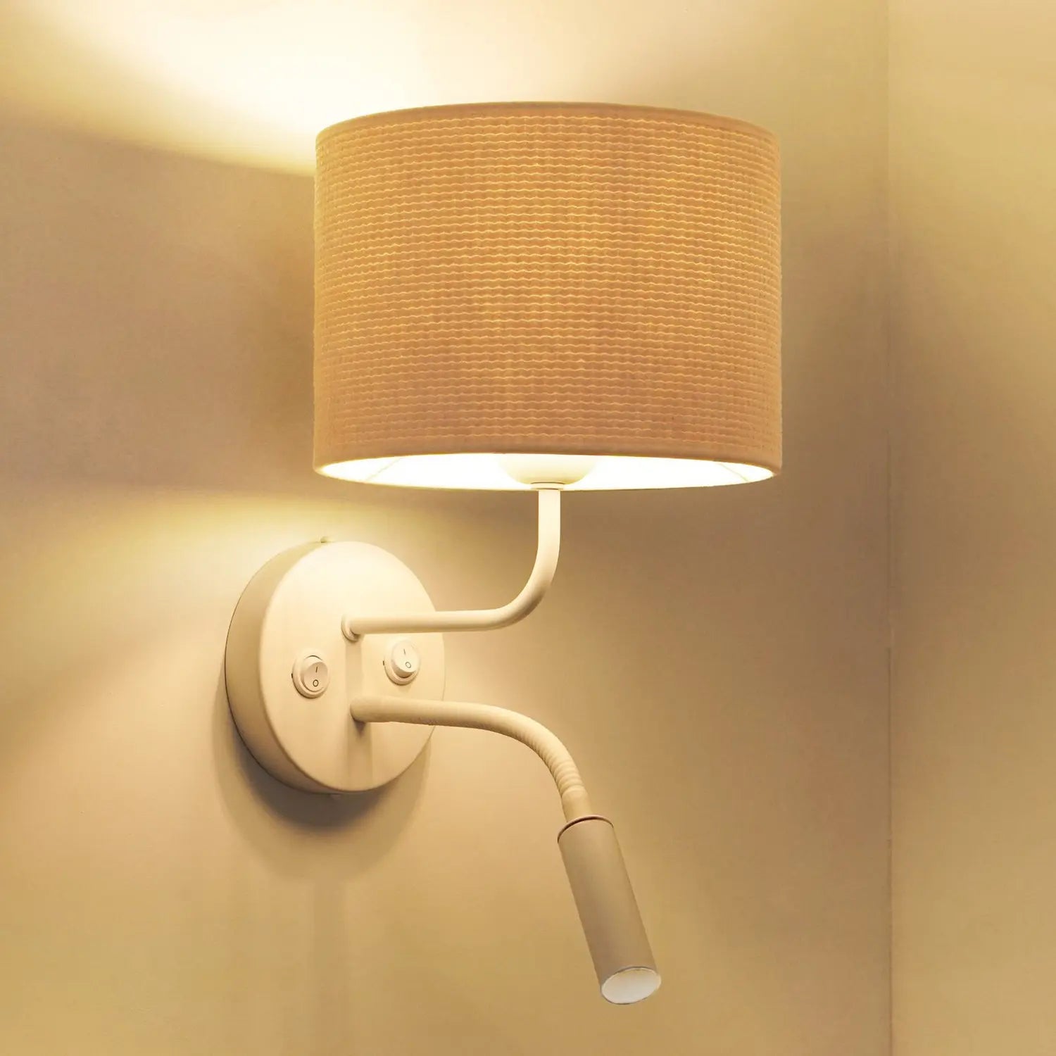 B-Ware Duolla Wandleuchte Wandlampe Roller Leselicht Cord Metall Weiß Schalter Europa - 5905317606639