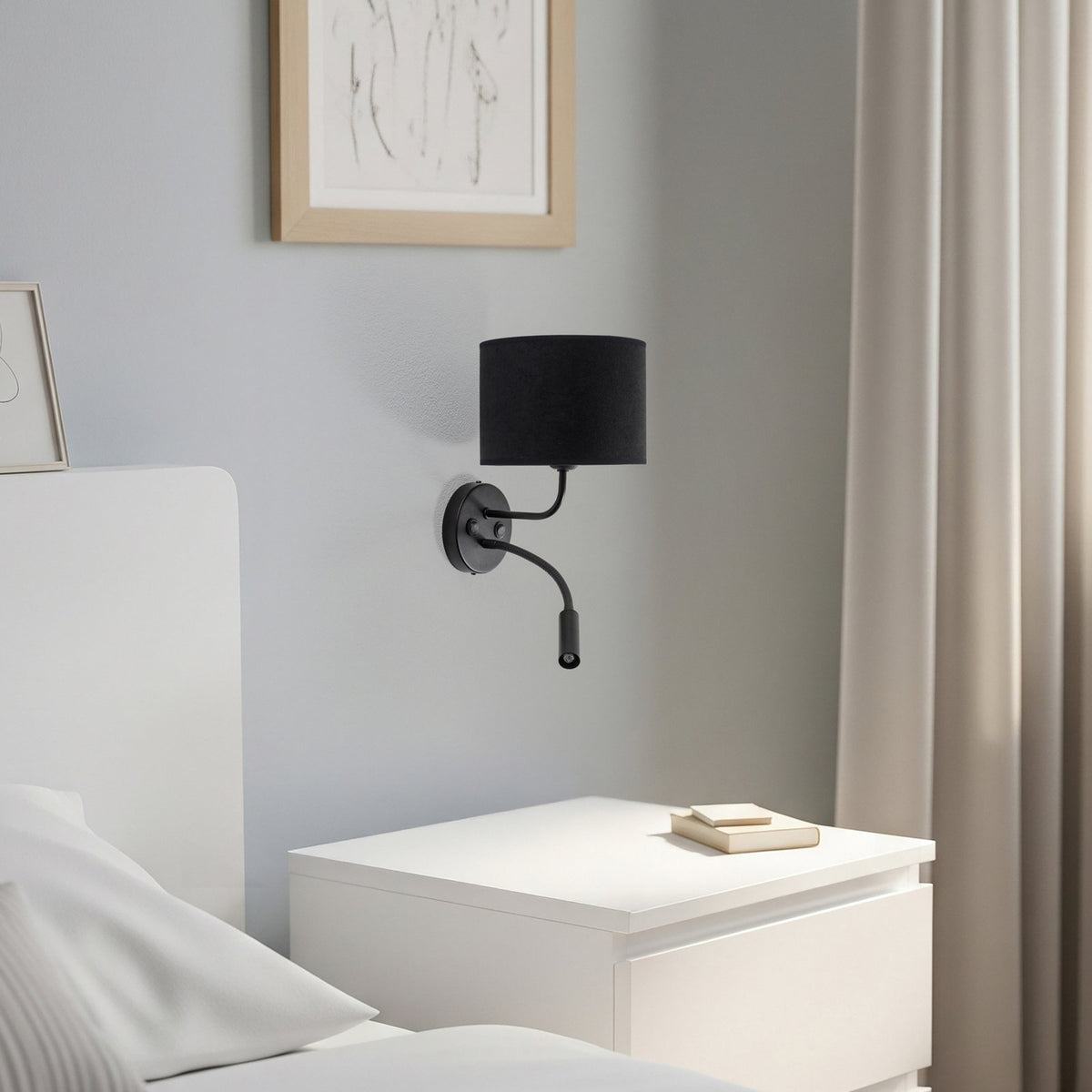 Duolla Wandleuchte Leuchte Lampe schwarz Samt Leselicht Metall E27 G9 2flg - 5905317606776