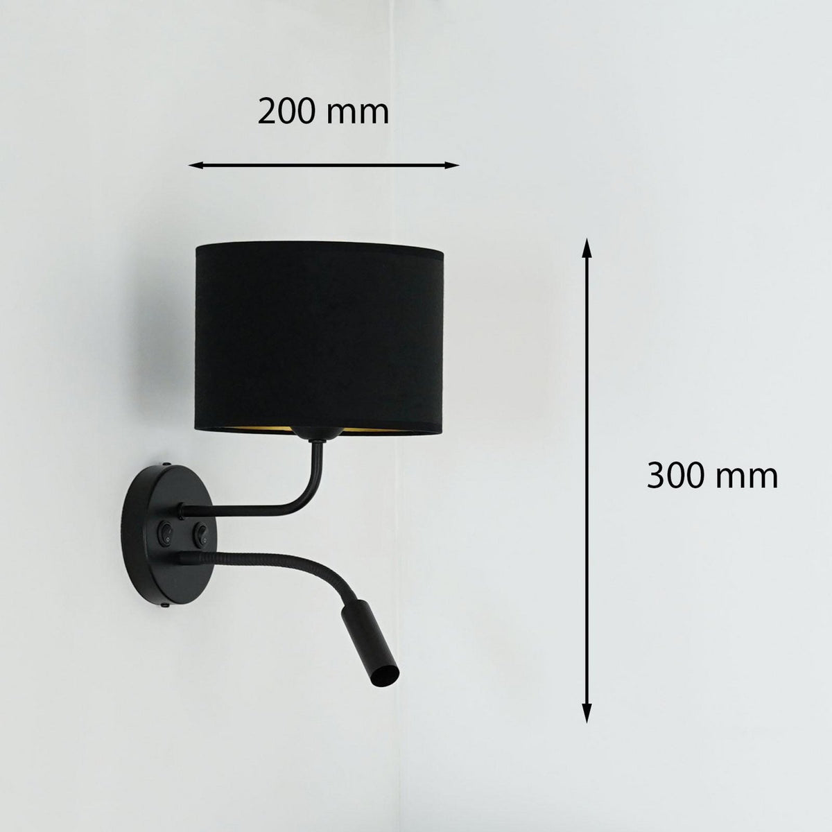 Duolla Wandleuchte Leuchte Lampe schwarz Samt Leselicht Metall E27 G9 2flg - 5905317606776