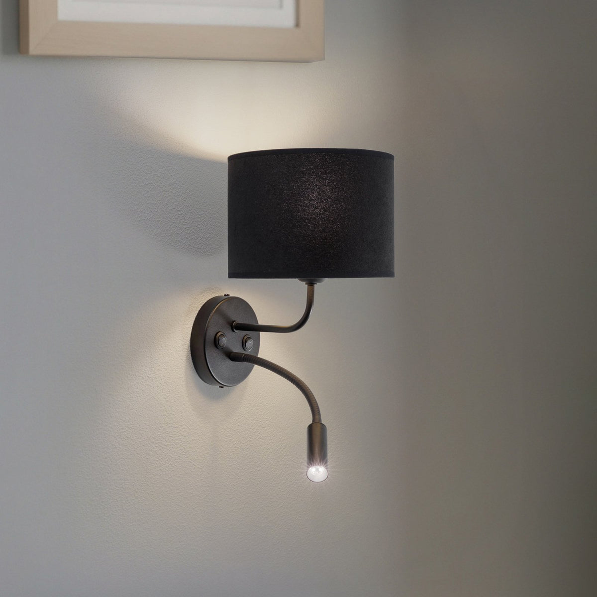 Duolla Wandleuchte Leuchte Lampe schwarz Samt Leselicht Metall E27 G9 2flg - 5905317606776