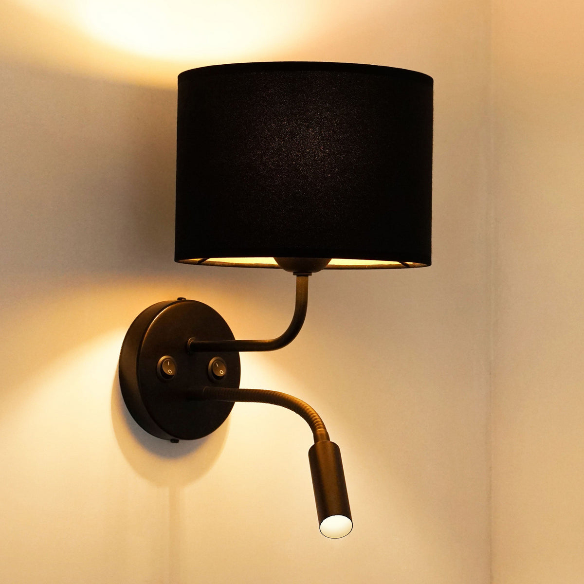 Duolla Wandleuchte Leuchte Lampe schwarz Samt Leselicht Metall E27 G9 2flg - 5905317606776
