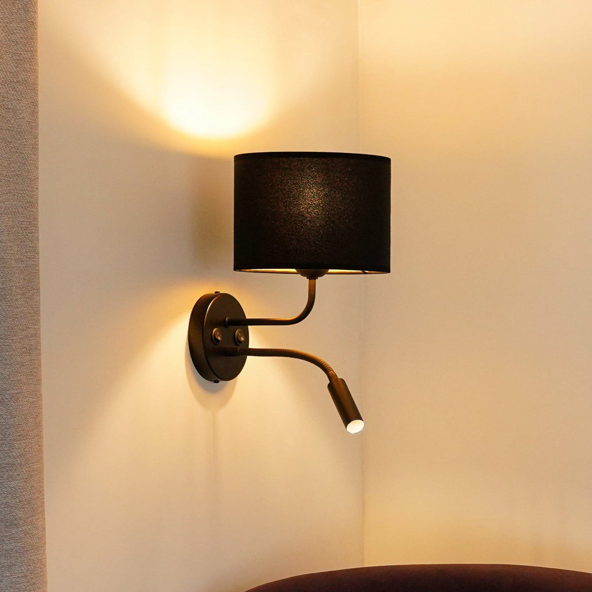 Duolla Wandleuchte Leuchte Lampe schwarz Samt Leselicht Metall E27 G9 2flg - 5905317606776