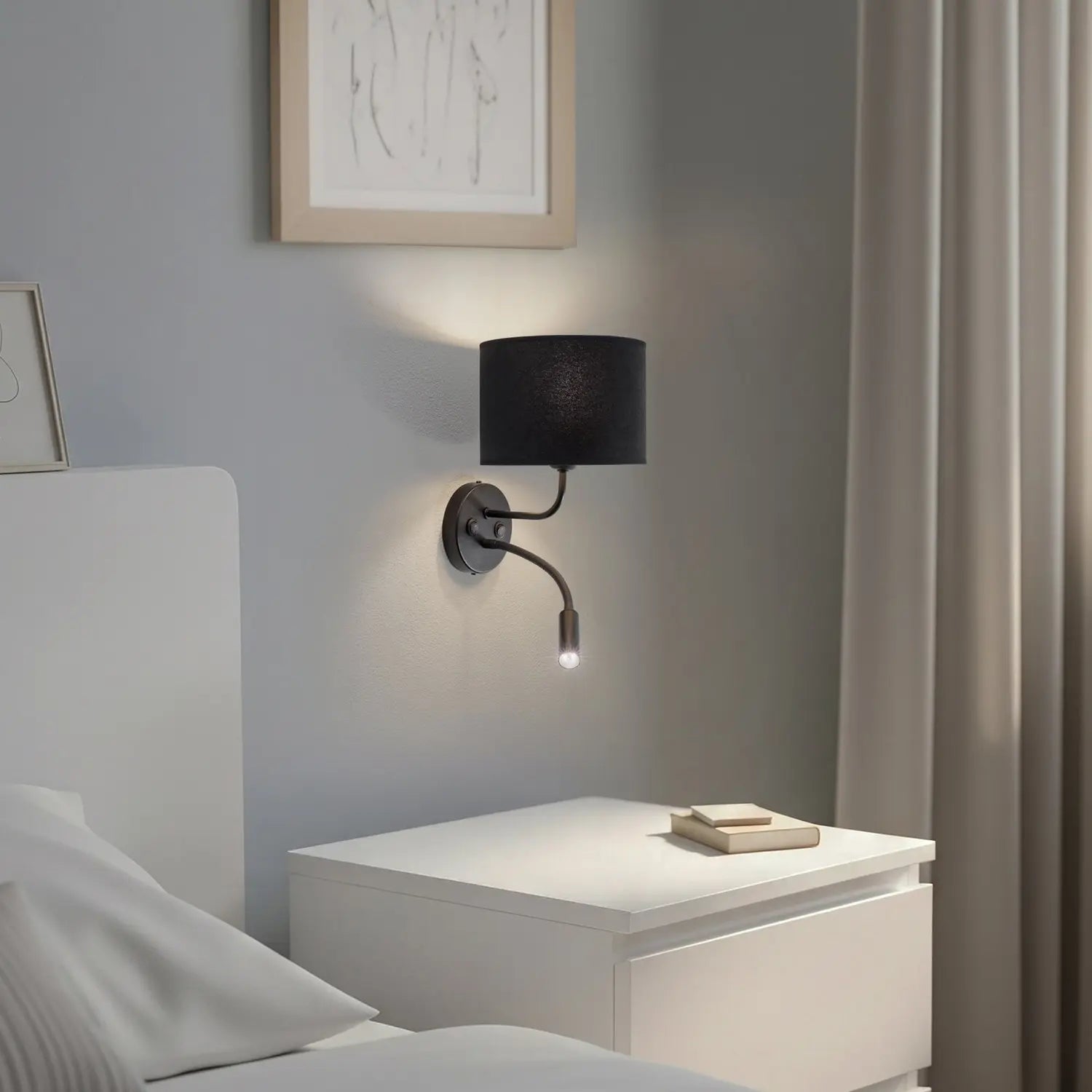 B-Ware Duolla Wandleuchte Leuchte Lampe Schwarz Samt Leselicht Metall E27 G9 2flg - 5905317606776