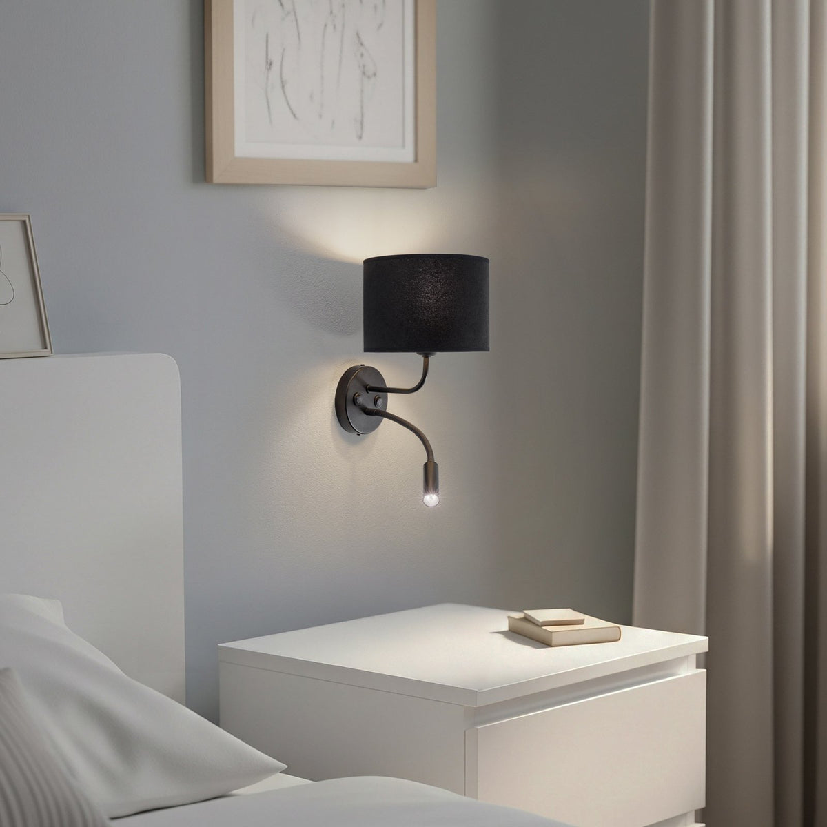 Duolla Wandleuchte Leuchte Lampe schwarz Samt Leselicht Metall E27 G9 2flg - 5905317606776