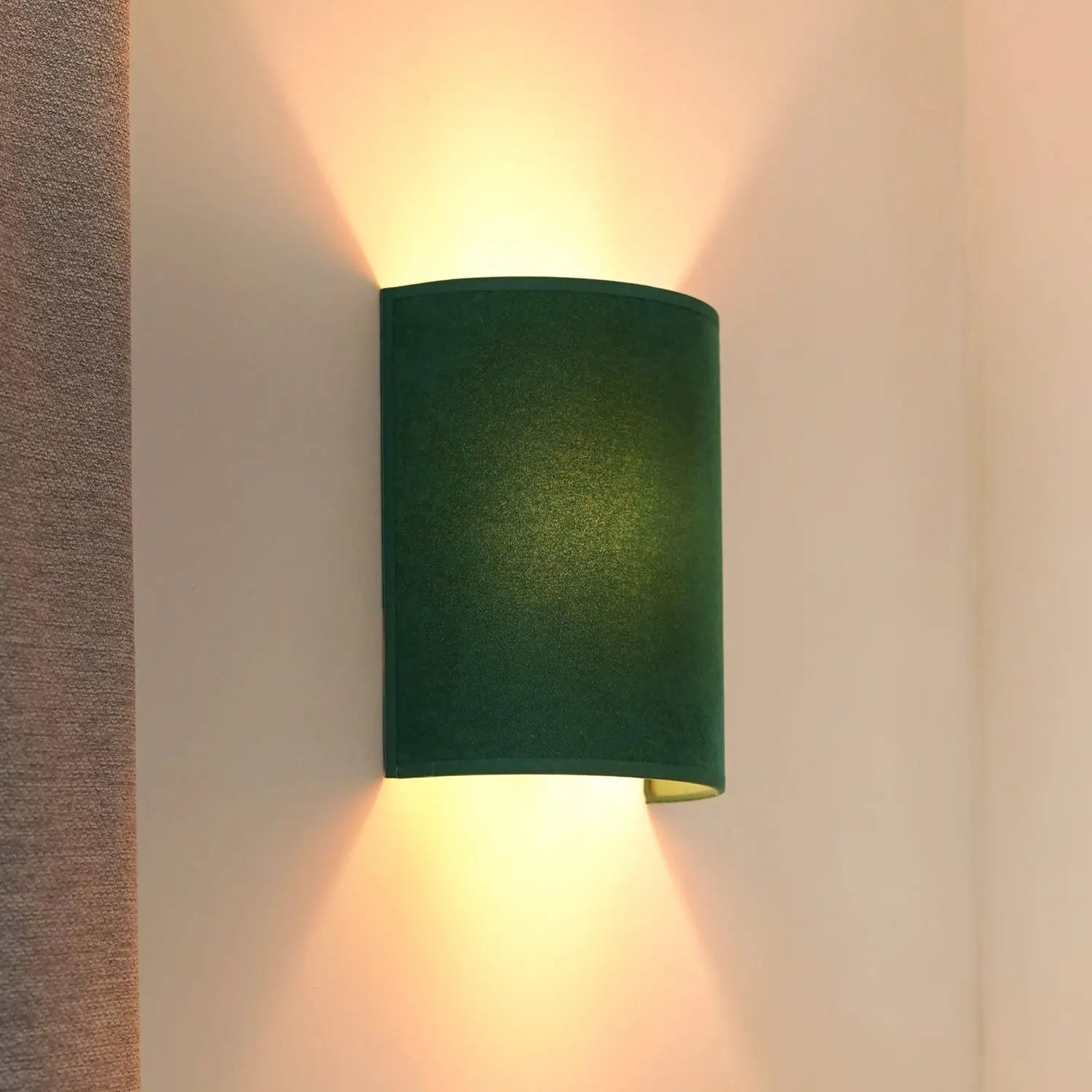 B-Ware Duolla Wandleuchte Wandlampe Semi Circle Samt Dunkelgrün E27 - 5905317606813