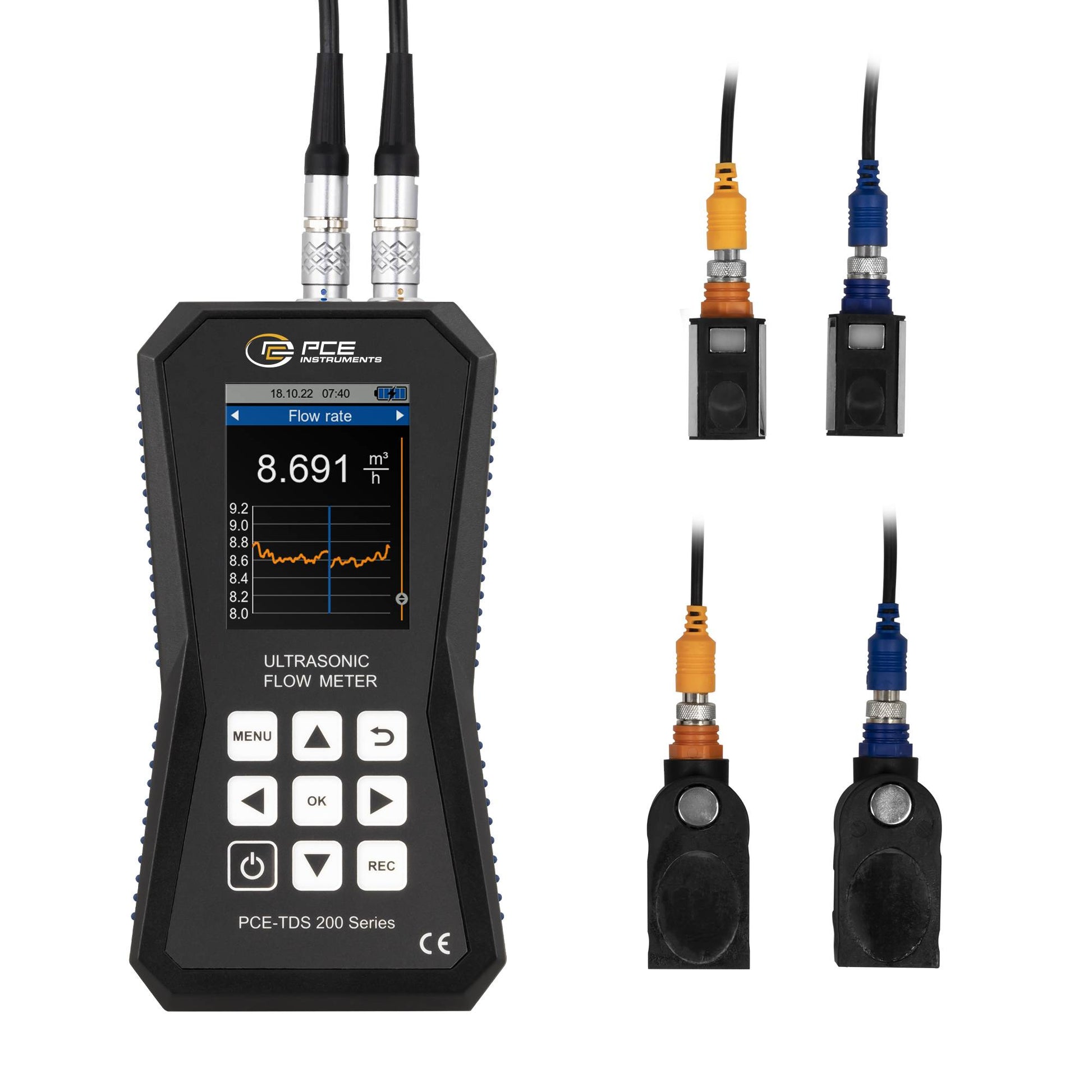 PCE Instruments Ultraschall-Durchflussmessgerät mit Durchflusssensoren Sensoren - 4250348731517