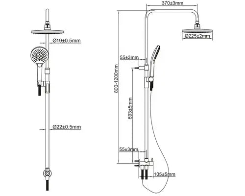 B-Ware Avital Duschsystem Duschset Regendusche Brausegarnitur Schwarz Matt Umsteller - 4306517614331