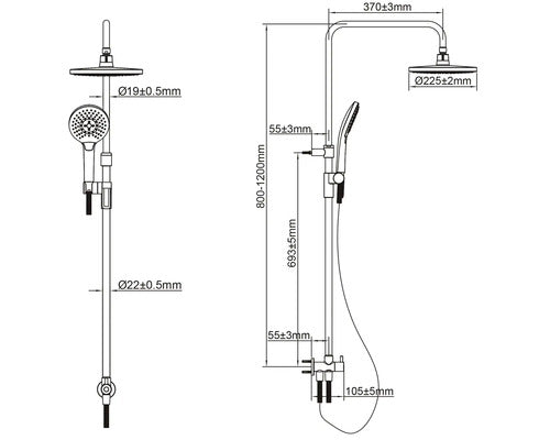 AVITAL Duschsystem Duschset Regendusche Brausegarnitur schwarz matt Umsteller - 4306517614331
