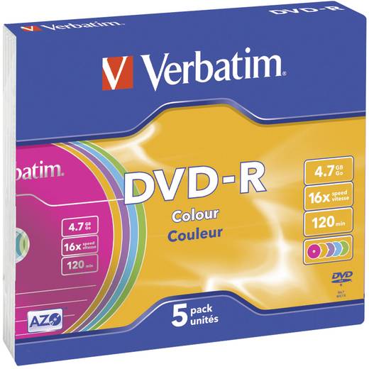 Verbatim 43557 DVD-R Rohling 4.7 GB 5 St. Slimcase Farbig 20 SETS - 23942435570