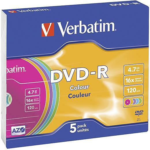 B-Ware Verbatim 43557 Dvd R Rohling 4.7 Gb 5 St. Slimcase Farbig 20 Sets - 23942435570