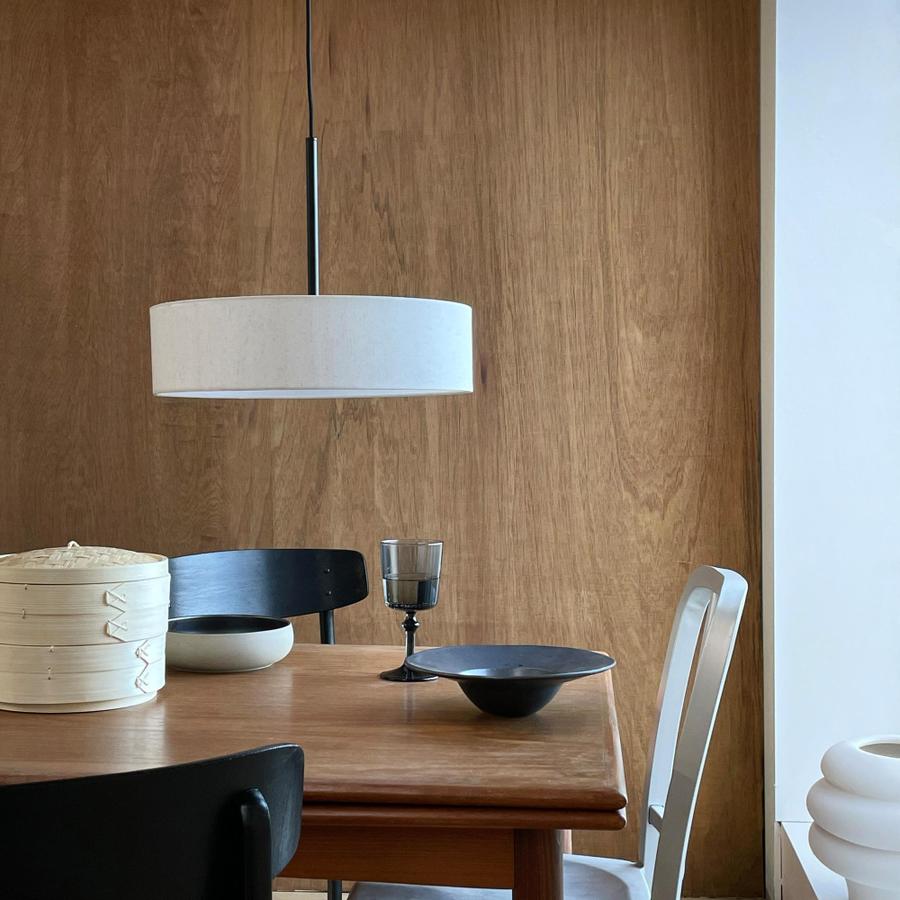 Dyberg Larsen Pendelleuchte Hängelampe Calix Stoffschirm Natur Schwarz 3-flg 757 - 5704709091400