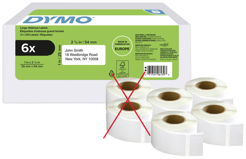 Dymo 2177564 Etiketten Rolle 25 X 54 Mm Weiß 3000 Stück Siehe Text/Foto B-Ware
