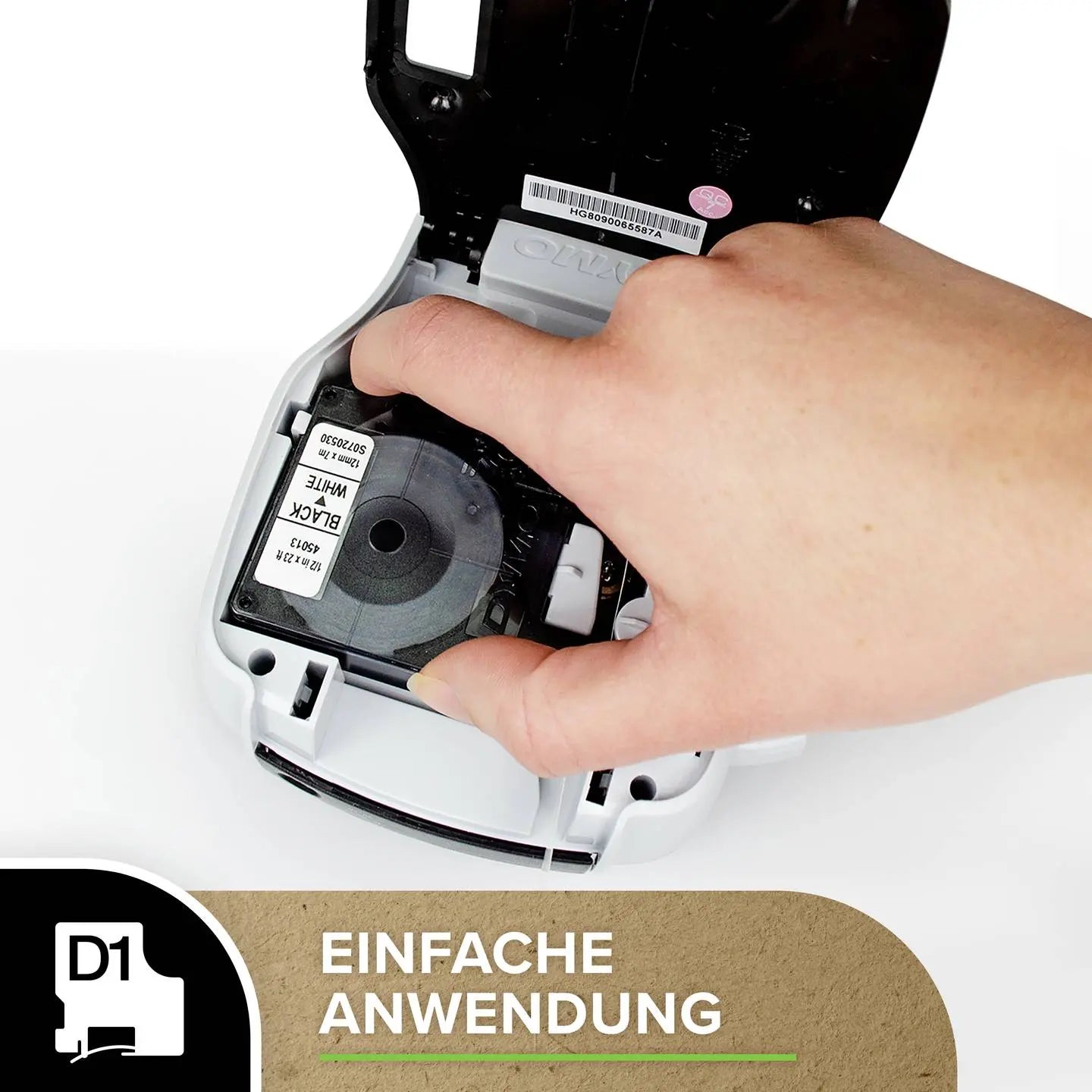 B-Ware Dymo Band Schriftband Polyester Etikettenband D1 Standard Weiß Schwarz 19 Mm 7 M - 5411313452137