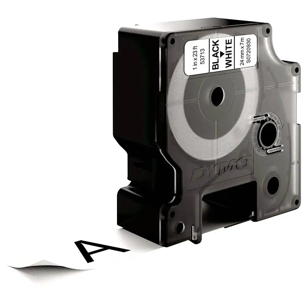 B-Ware Dymo Schriftband Etikettenband D1 Band 24mm Weiß Schwarz Polyester Standard 7 M - 5411313537131