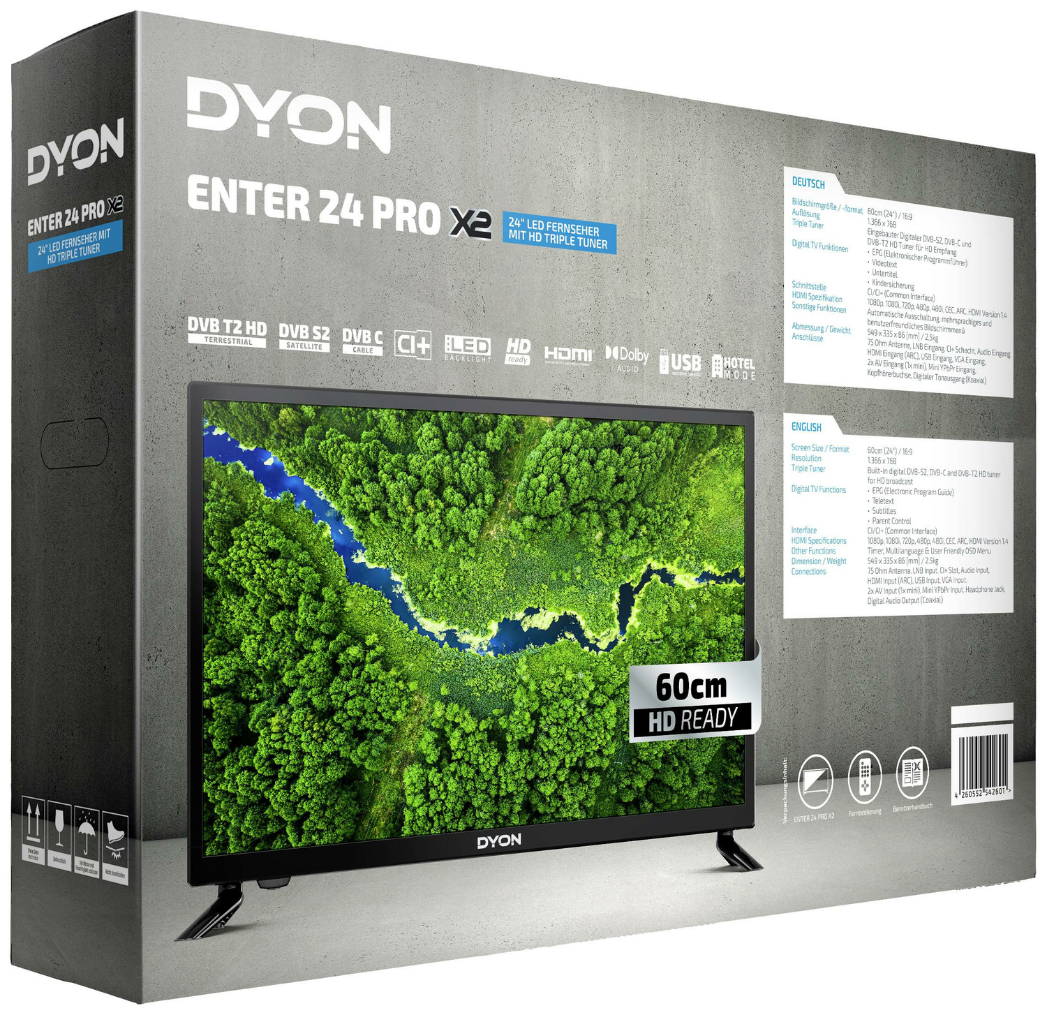 Dyon Enter 24 Pro X2 Led Tv Fernseher Smart Tv 60cm 24 Zoll Hd Siehe Text/Foto B-Ware - 4260552542601