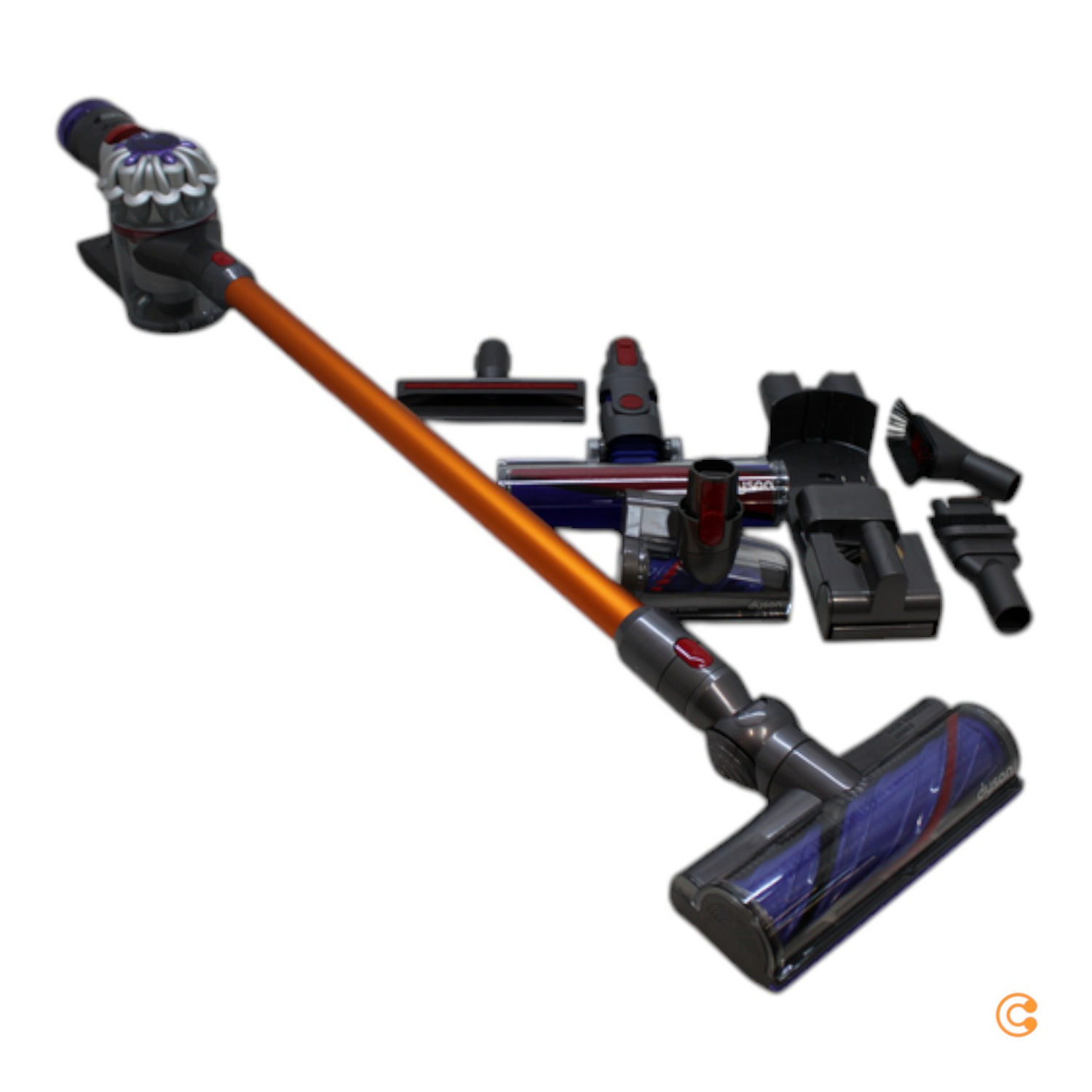 B-Ware Dyson V8 Absolute Stielstaubsauger Zyklon Akku Silber Gelb 40 Minuten Laufzeit