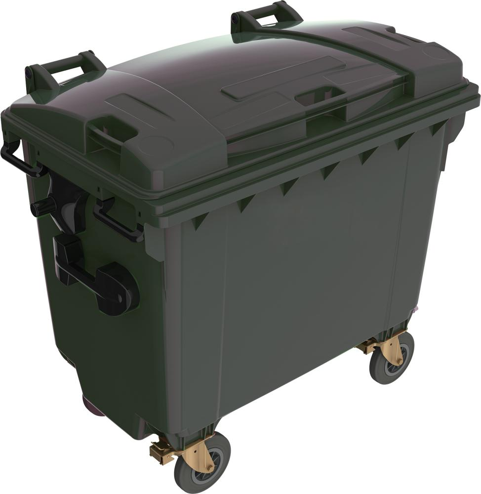E/D/E Müllcontainer Abfallbehälter 1.1cbm Kunststoff Flachdeckel anthrazit EN840 - 4053569800556