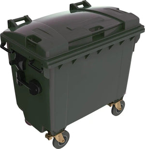 B-Ware E/D/E Müllcontainer Abfallbehälter 1.1cbm Kunststoff Flachdeckel Anthrazit En840