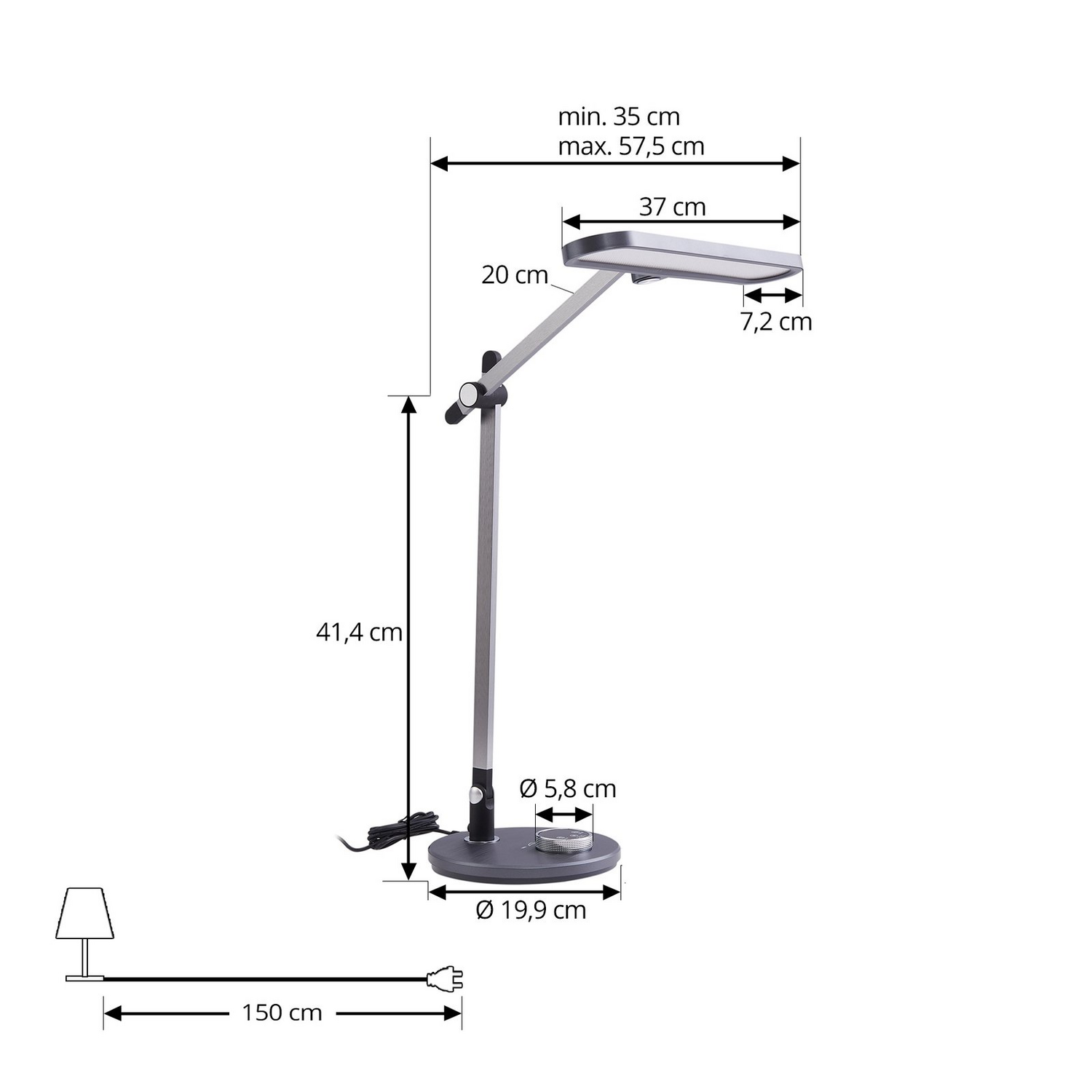 Lindby Led Tischleuchte Elvir Grau Alu Höhe 53 Cm Cct Tischlampe Lampe Leuchte B-Ware - 4251911792348