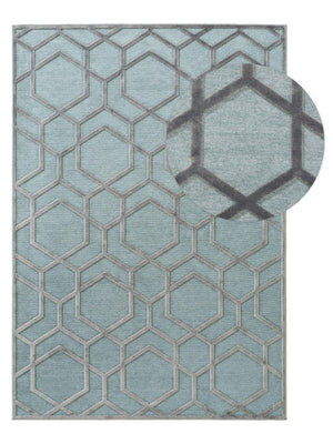 B-Ware benuta Viskoseteppich Woody Hellblau 120x170 cm Teppich Wohnzimmer