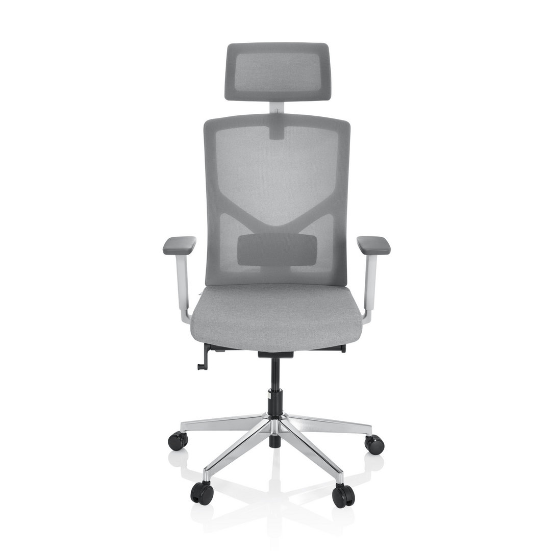 hjh OFFICE Bürostuhl Drehstuhl Stuhl Stoff grau Armlehnen höhenverstellbar