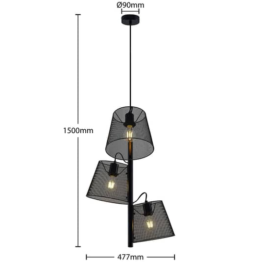 Lindby Kirill Hängeleuchte Hängelampe Lampe Leuchte Deckenlampe Dreiflammig E27 B-Ware - 4251096590708