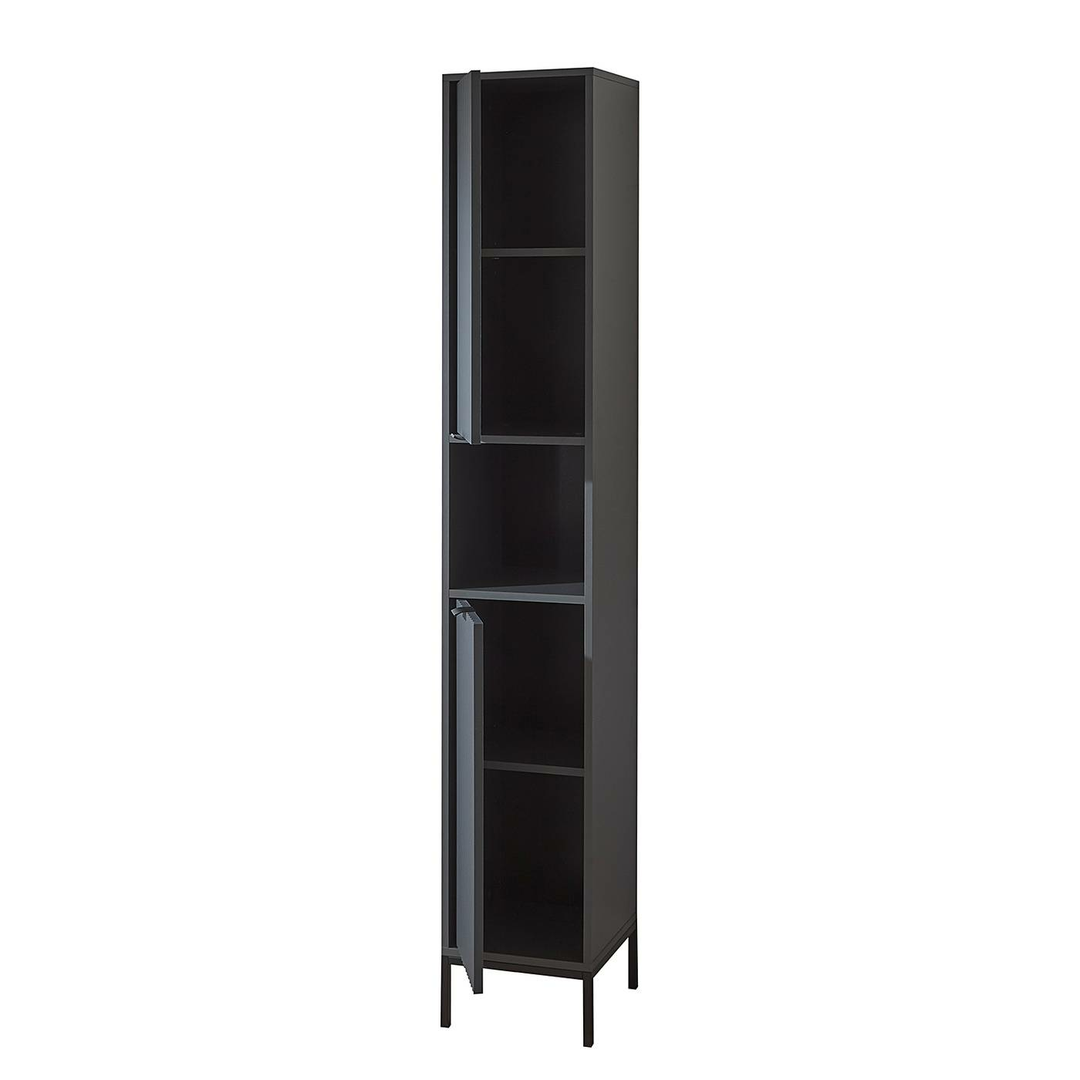 Casa Hochschrank Juvara Schrank Kommode Vitrine Sideboard Deko Möbel Matt Grau