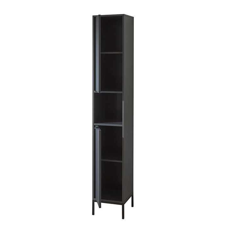 Casa Hochschrank Juvara Schrank Kommode Vitrine Sideboard Deko Möbel Matt Grau