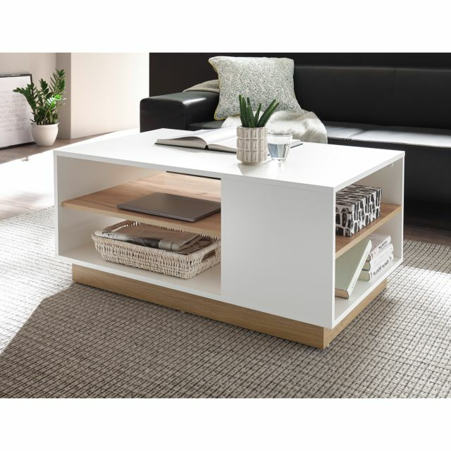 Loftscape Couchtisch Cailla Wohnzimmertisch Tisch Matt Weiß Eiche Dekor916 B-Ware