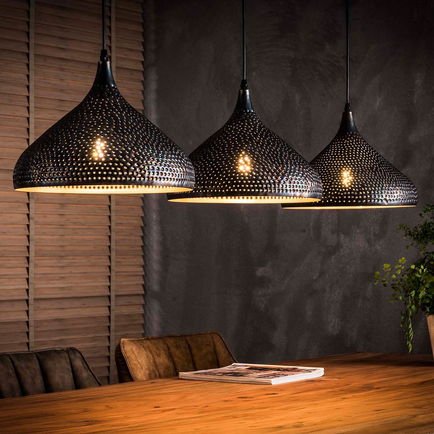 Hängeleuchte Punchray, Dreiflammig Trichterförmig Lampe Leuchte Deckenlampe 60 W B-Ware - 8713244080913