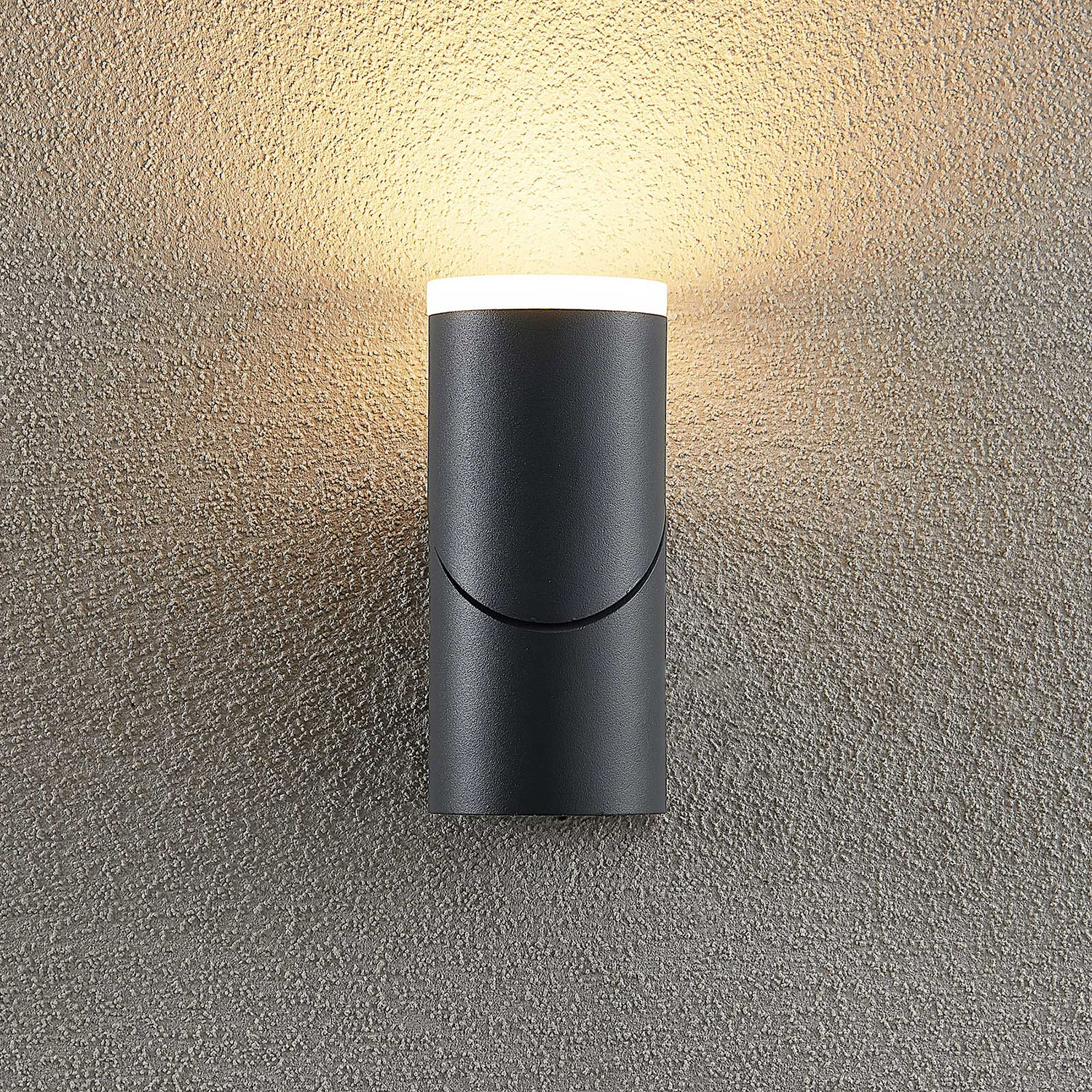 Lindby Aspyn LED-Außenwandleuchte Lampe warmweiß dunkelgrau 1fl IP54