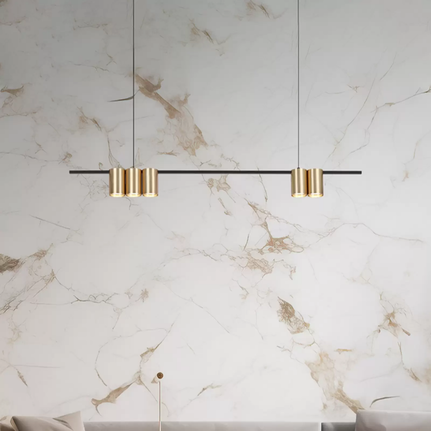 B-Ware Eco Light Hängelampe Genesis Hängeleuchte Alu Schwarz/Gold 5 X Gu10 Siehe Text