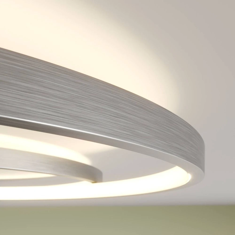 Plafonnier LED Lindby Riley de catégorie B, à intensité variable, en aluminium, 40 W, ø 80 cm