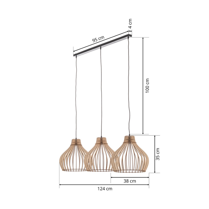 Euluna Barrel Hängeleuchte Deckenlampe Pendelleuchte Lampe E27 Holzschirm H54 B-Ware