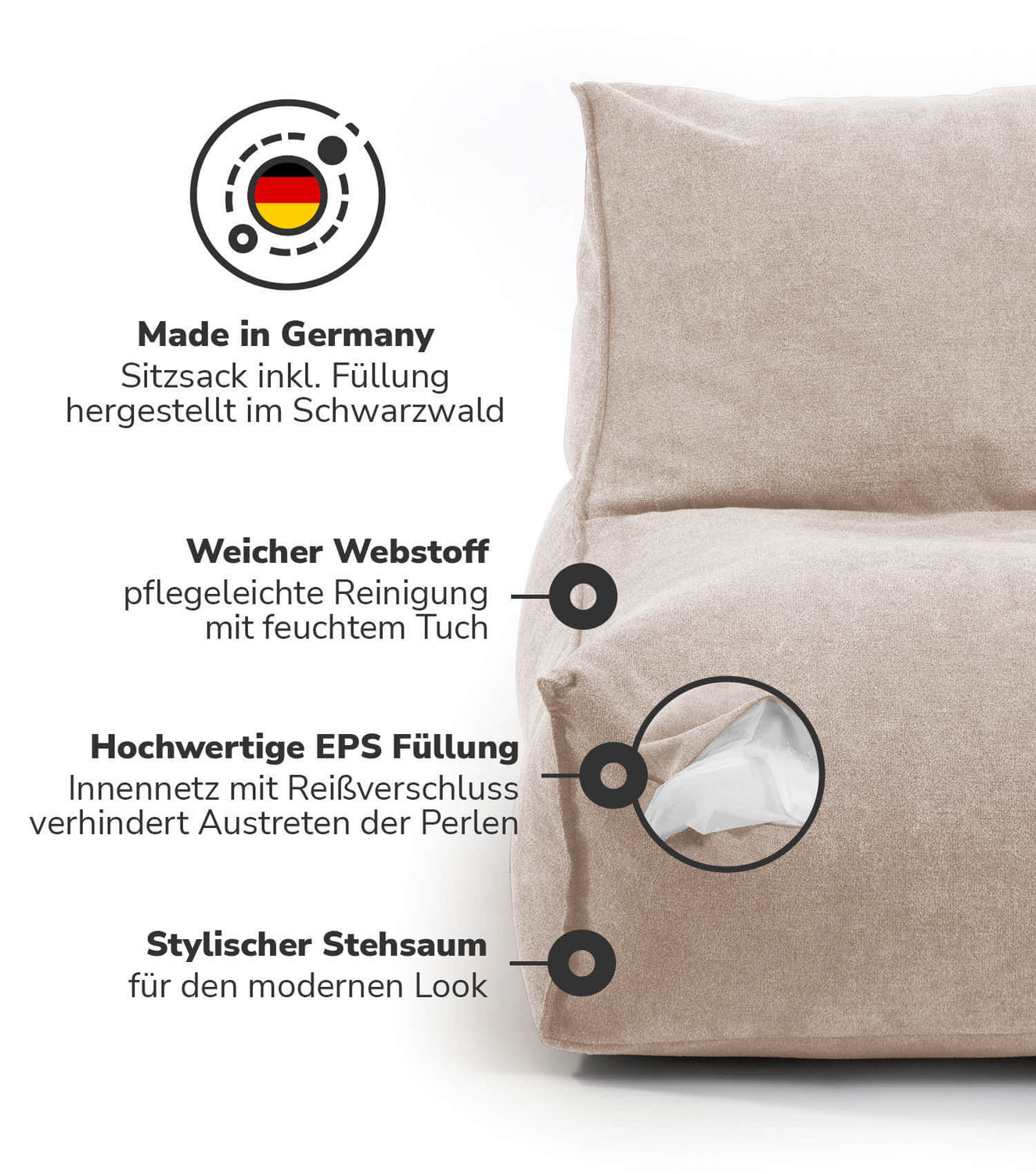 B-Ware Mokebo Sitzsack Für Kinder & Erwachsene 'Der Sundowner', Bean Bag Mit Eps Perlen