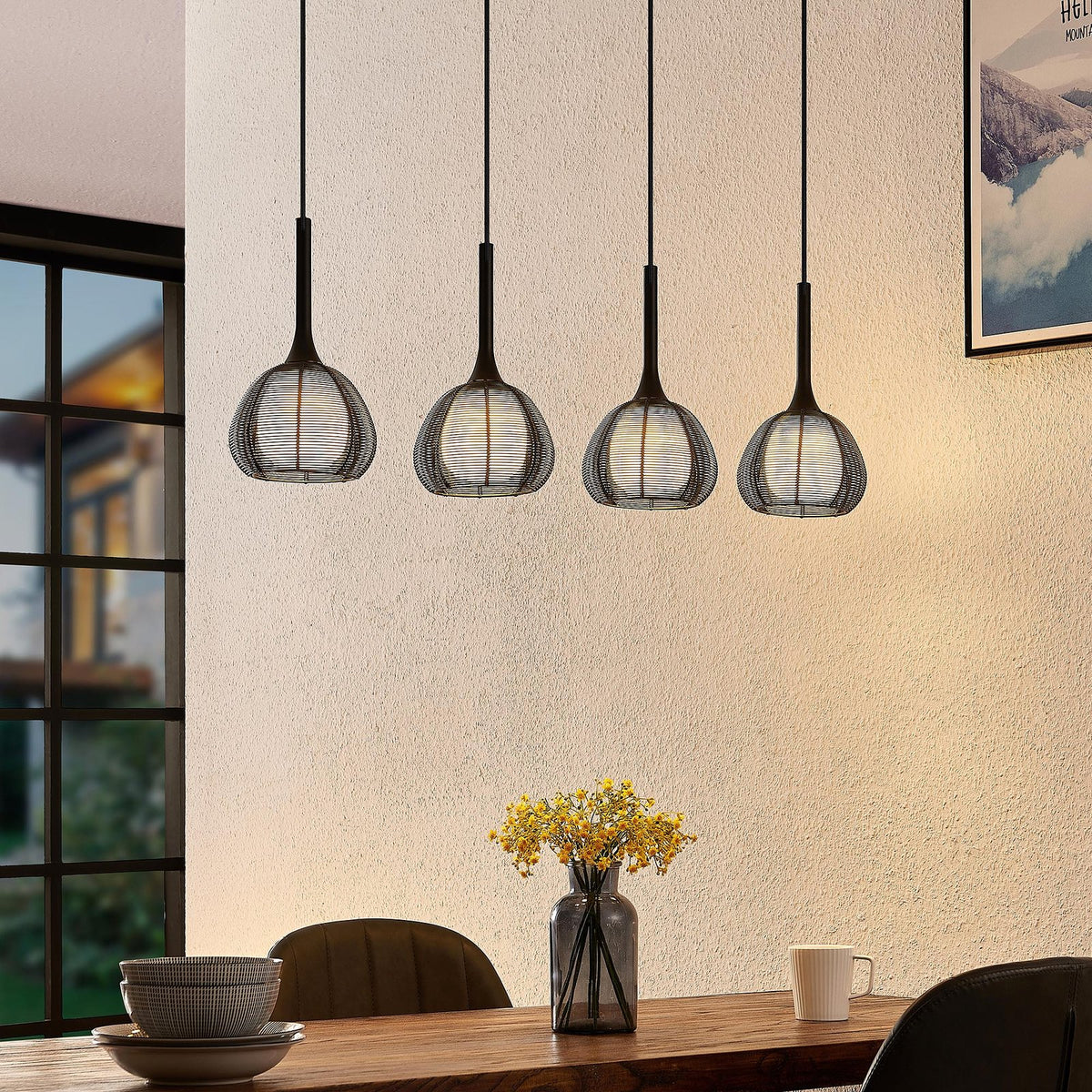 Lucande Tetira Hängeleuchte Hängeleuchte Lampe Leuchte Esstisch 4fl lang schwarz - 4251096598759