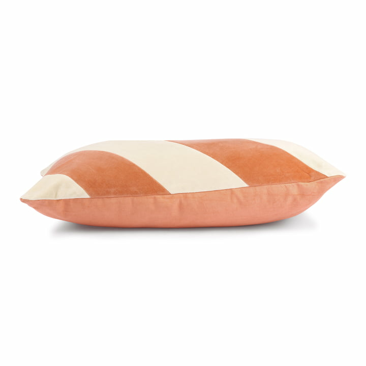 HKliving Striped Samt-Kissen Dekokissen Kissen Baumwolle 40 x 60 cm peach cream