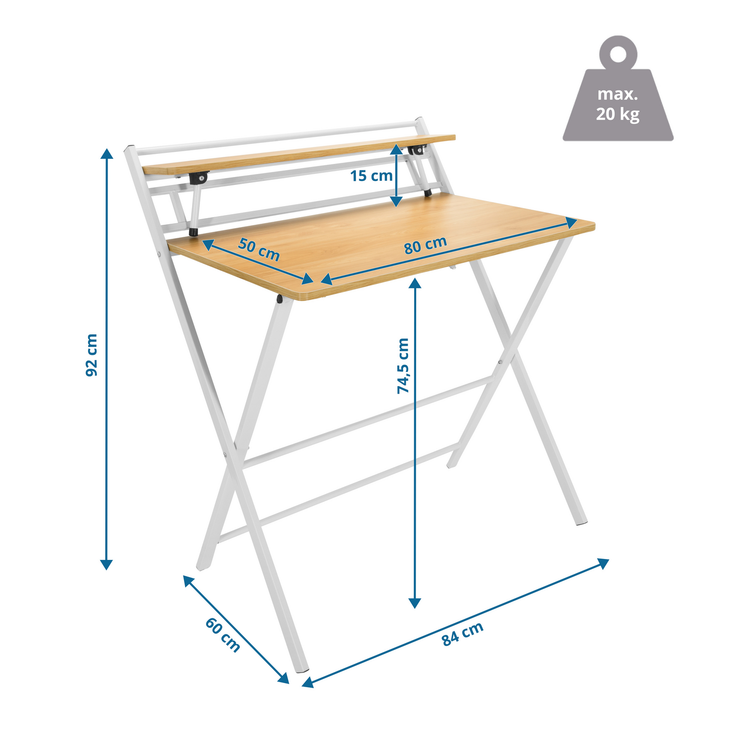 Hjh Office Schreibtisch Arbeitstisch Easy Clap 92 X 84 Eiche Hell Weiß Tisch B-Ware