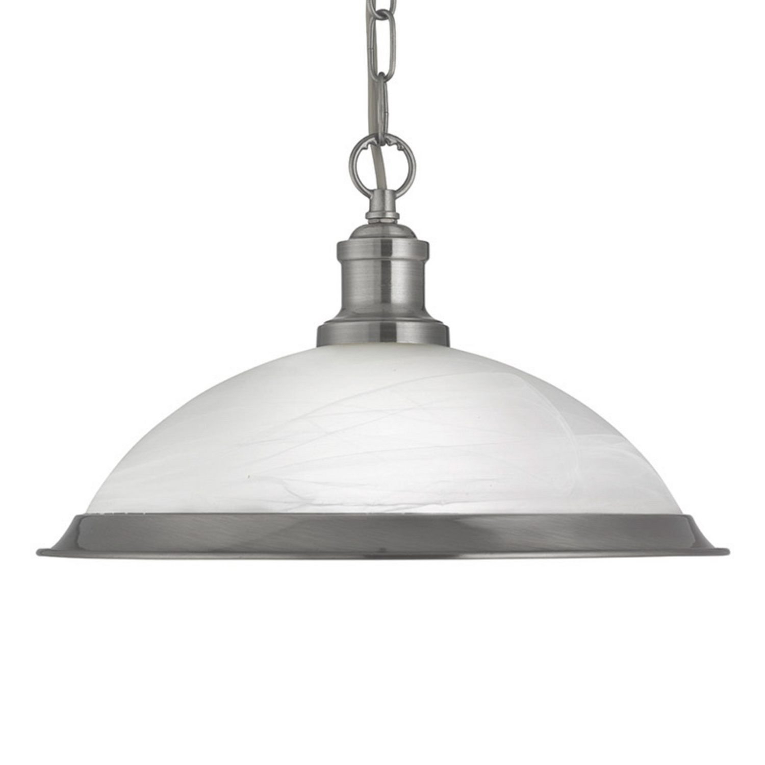 Searchlight Glas Hängeleuchte Bistro Deckenlampe Deckenlampe E27 1 Flg Silber B-Ware - 5053423056494